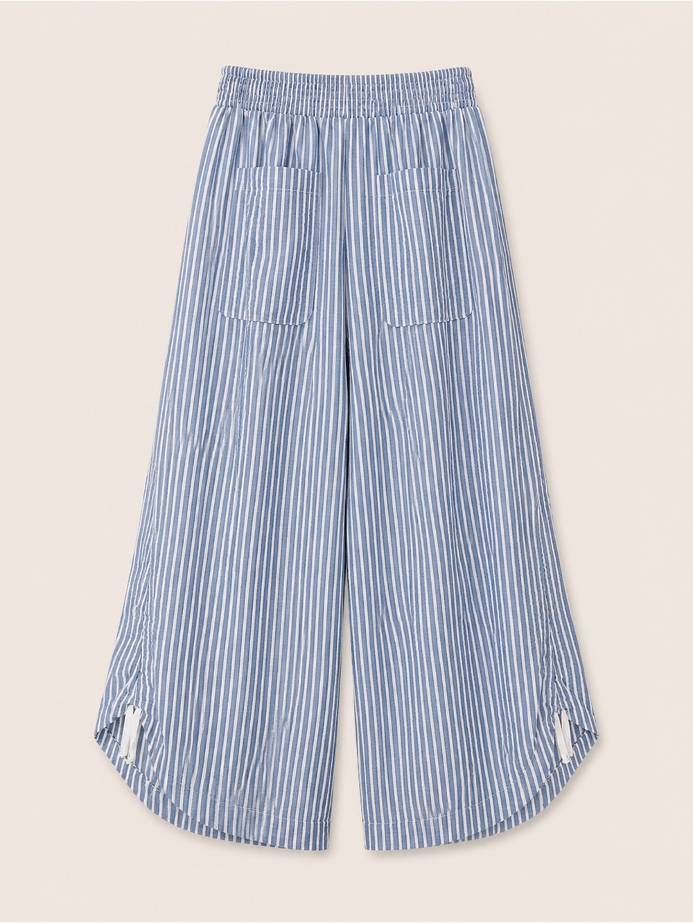 Blue and White Striped Wide Leg Pants - Picture 2 of 3